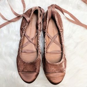 Sigerson Morrison Lace up Velvet Ballet Flats